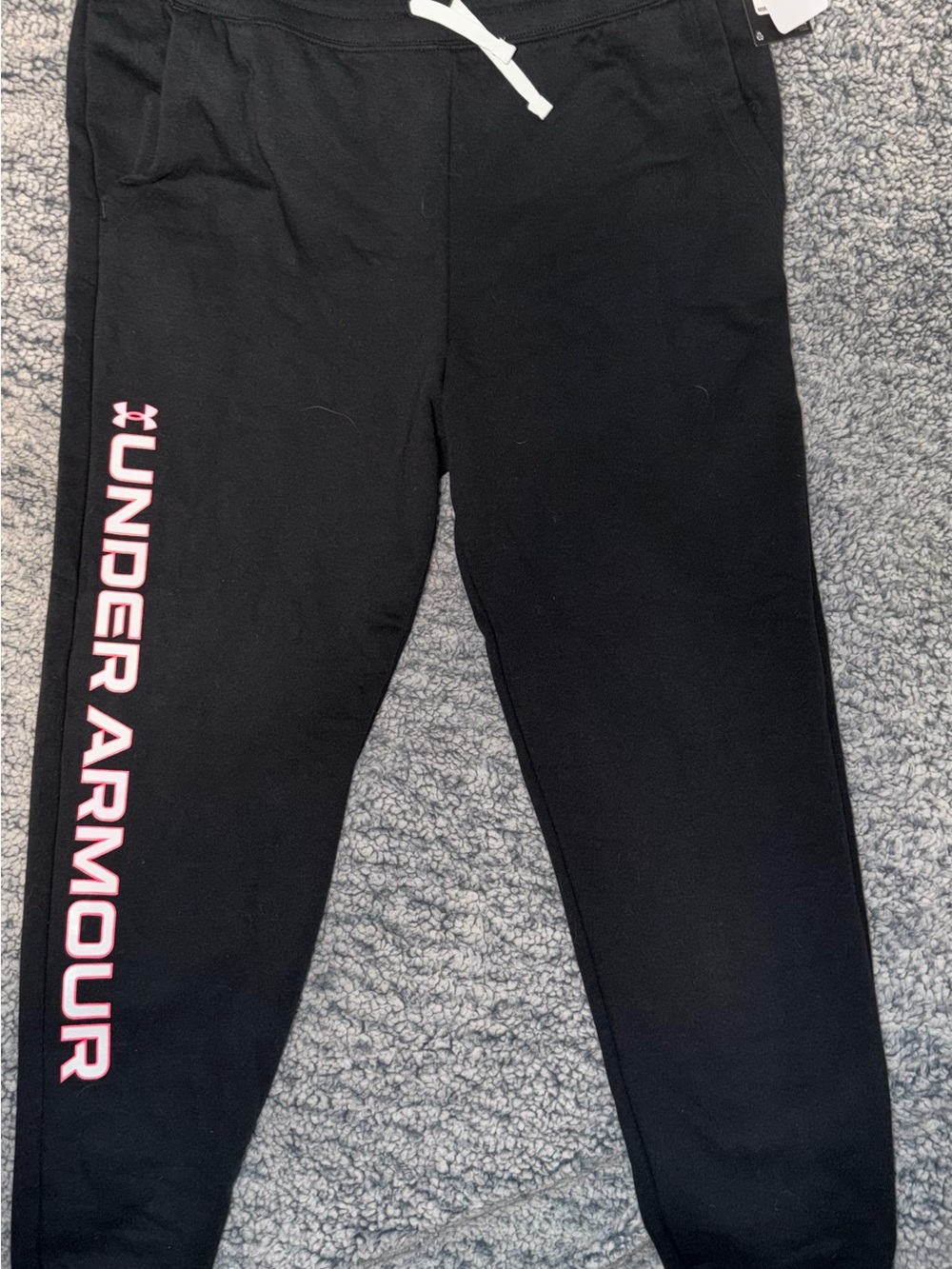 Under Armour Black Joggers with Pink Logo Side Print